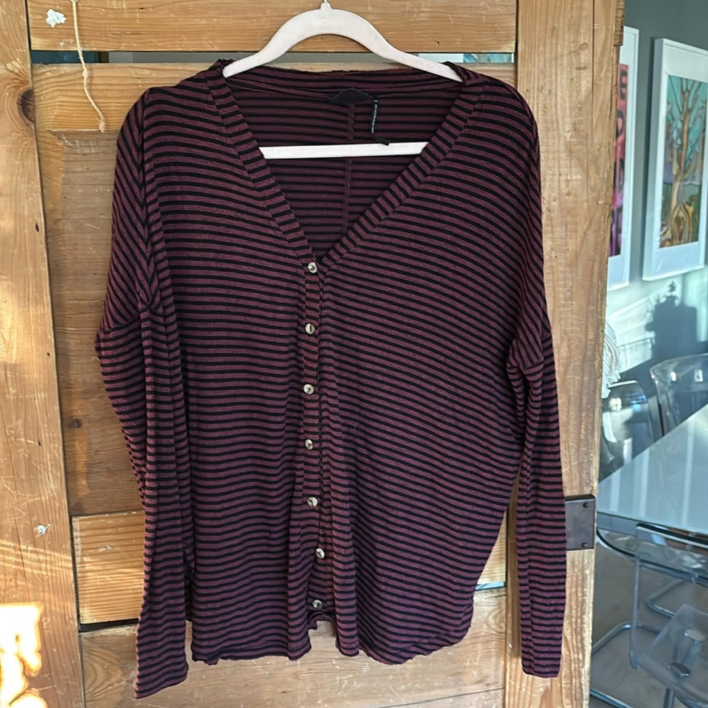 Urban Outfitters Out from under long sleeve black and maroon stripes small